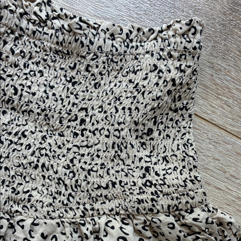 JAPNA tiered skirt leopard print smocking waistband large - Picture 5 of 6